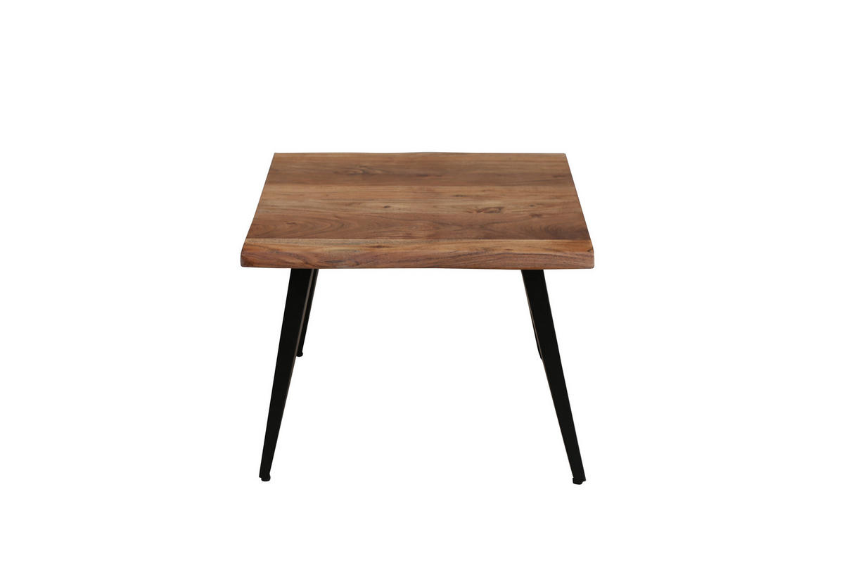 COUCHTISCH Akazie vollmassiv 60/60/45 cm quadratisch Schwarz, Akaziefarben  - Schwarz/Akaziefarben, MODERN, Holz/Metall (60/60/45cm) - MID.YOU