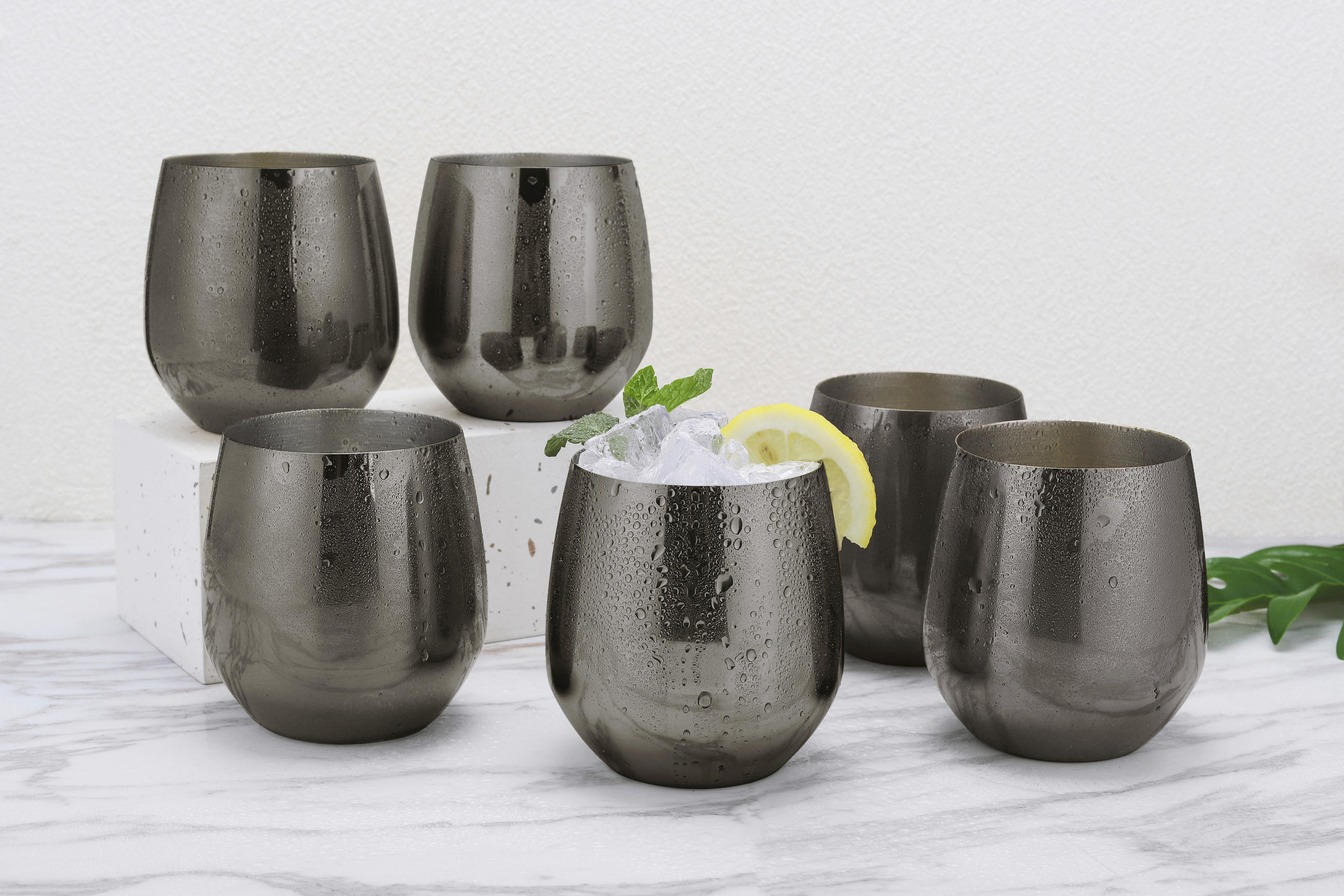 GLÄSERSET 6-teilig - Schwarz, Trend, Metall (9,9cm) - Echtwerk