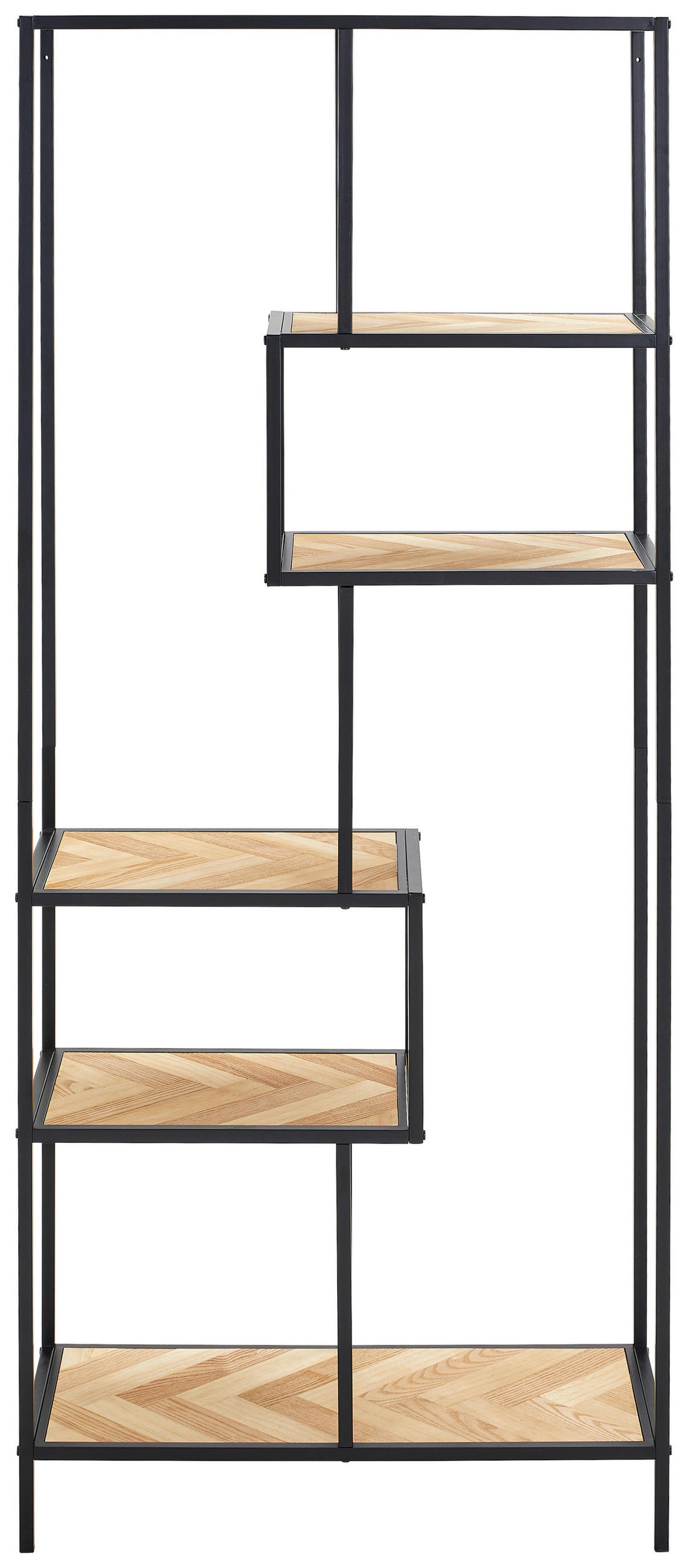 REGAL  70/171/30 cm Naturfarben, Schwarz, Kieferfarben  - Schwarz/Naturfarben, Design, Holz/Holzwerkstoff (70/171/30cm) - MID.YOU
