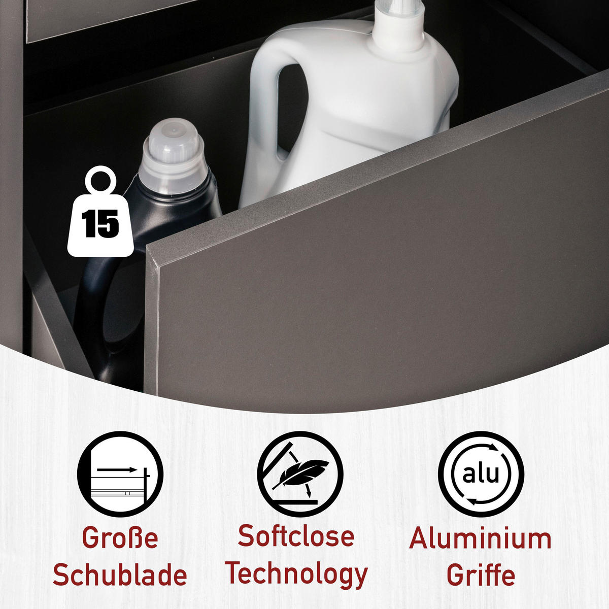 HAUSWIRTSCHAFTSRAUM 134/164/68 cm  in Anthrazit  - Anthrazit, MODERN, Holzwerkstoff (134/164/68cm) - home24