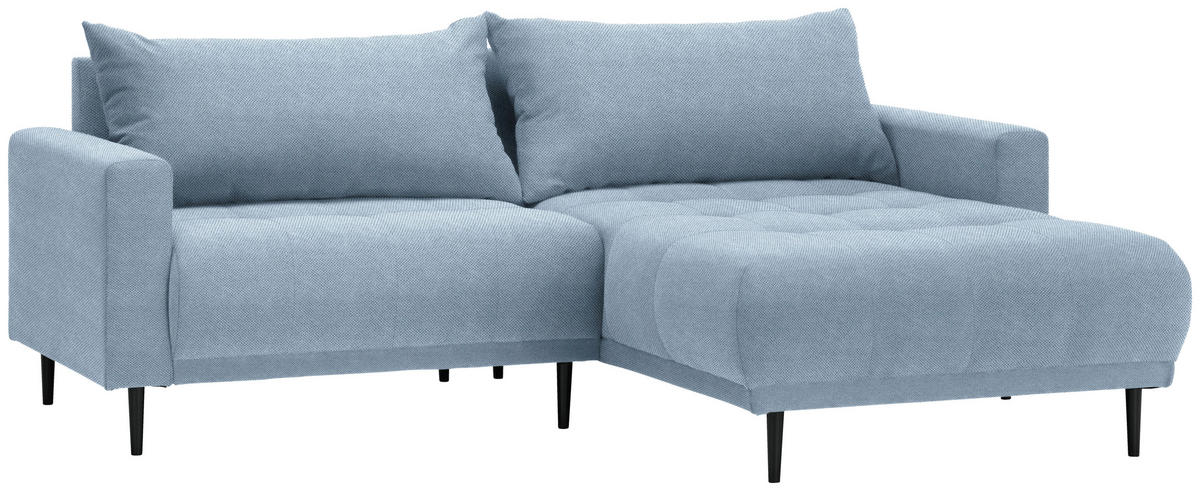 ECKSOFA in Flachgewebe Blau  - Blau/Schwarz, Design, Holz/Textil (160/215cm) - Stylife