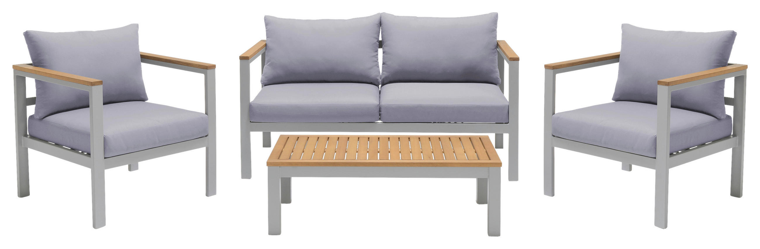 GARTENSET Flachgewebe EukalyptusholzHartholz Aluminium  - Naturfarben/Grau, Design, Holz/Textil - Ambia Garden