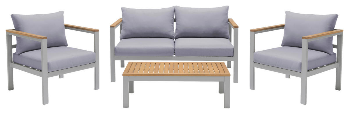 GARTENSET Flachgewebe EukalyptusholzHartholz Aluminium  - Naturfarben/Grau, Design, Holz/Textil - Ambia Garden