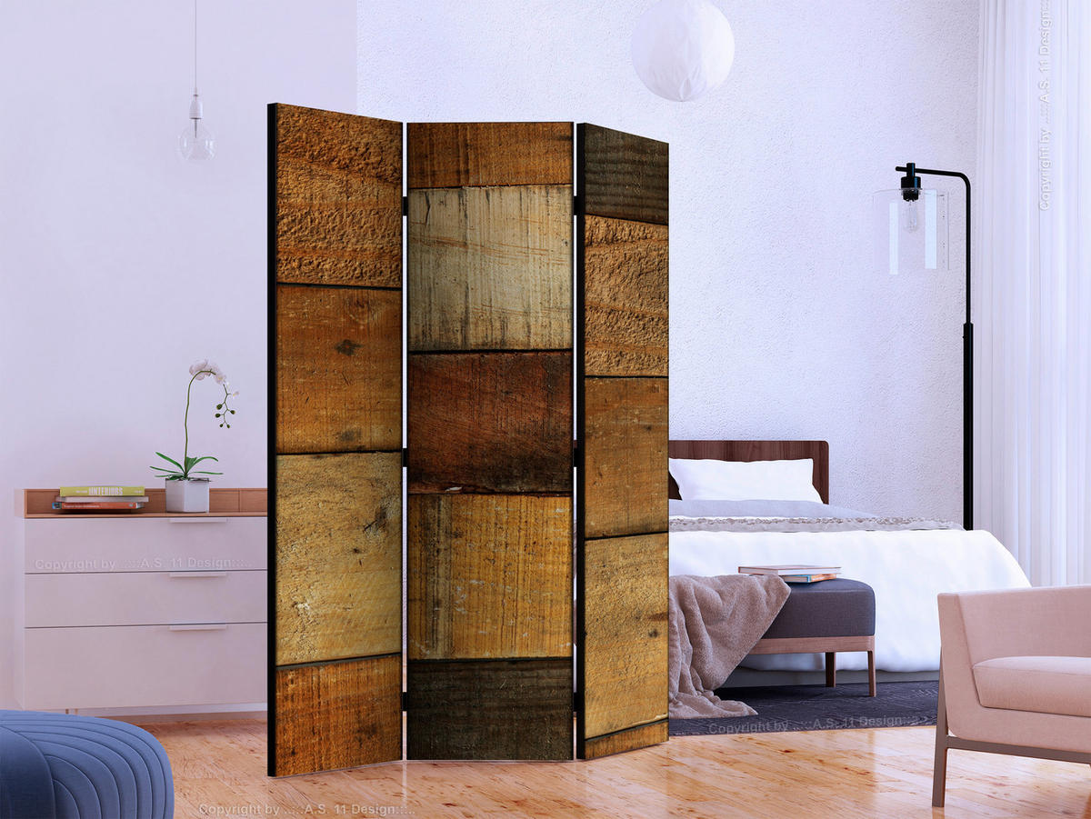 OBOUSTRANNÝ PARAVÁN, 135/172/3 cm - koňaková/hnědá, Basics, dřevo/textil (135/172/3cm) - artgeist