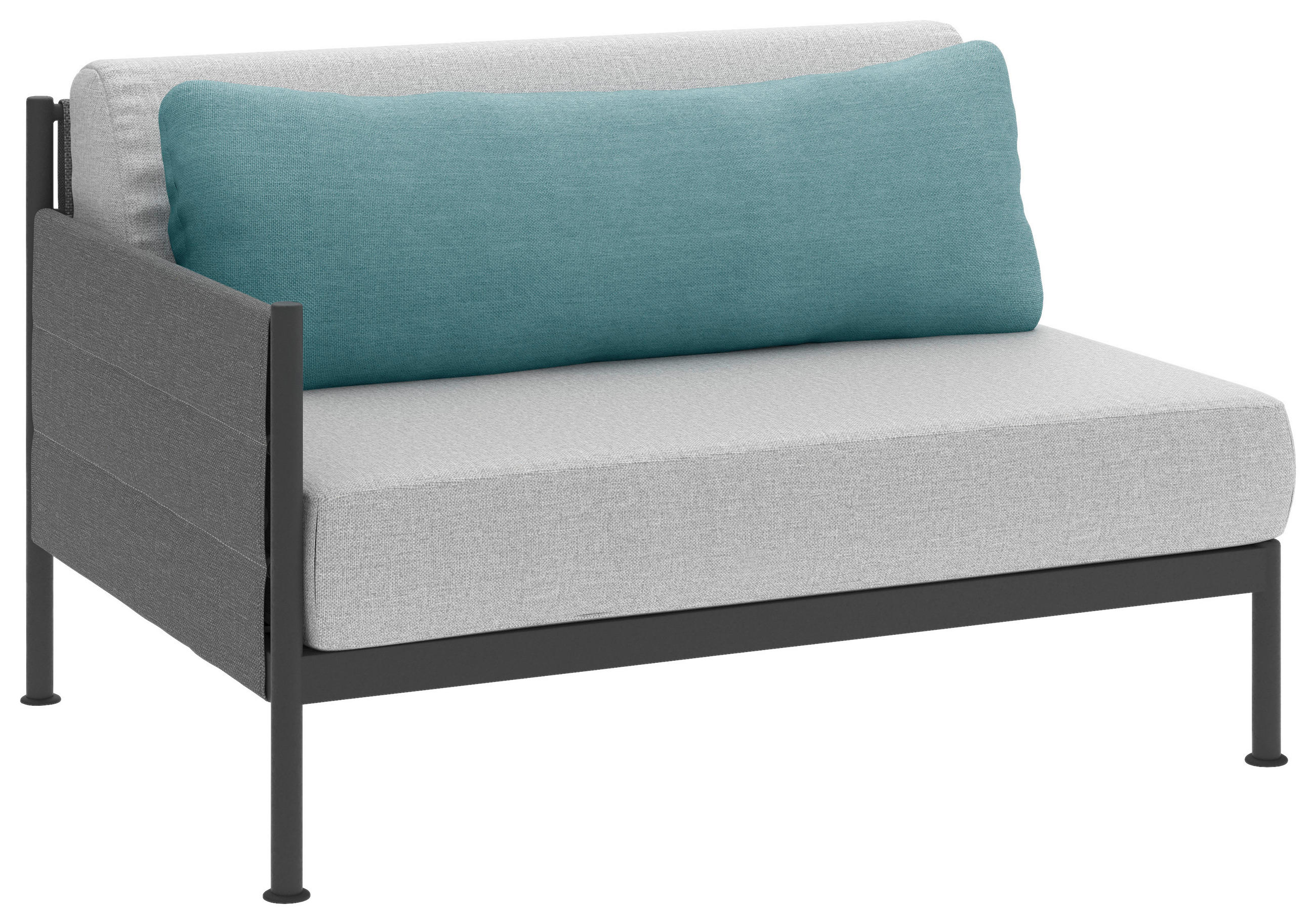 LOUNGEENDTEIL rechts 125/73/92 cm Aluminium - Anthrazit/Petrol, Design, Textil/Metall (125/73/92cm) - Lomoco