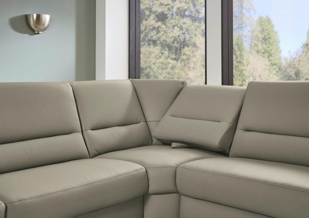 ECKSOFA Echtleder Grau  - Schwarz/Grau, Konventionell, Leder/Metall (290/249cm) - Beldomo Premium