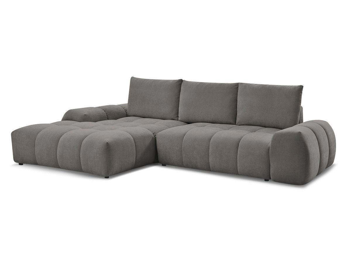 ECKSCHLAFSOFA EVEREST  mit Rücken echt, Armteil links, Armteil rechts Struktur Dunkelgrau  - Dunkelgrau/Schwarz, MODERN, Kunststoff/Textil (180/318cm) - Livetastic