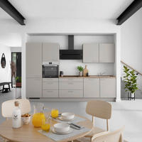 KÜCHENLEERBLOCK 330 cm   in Grau, Eiche dunkel  - Eiche dunkel/Edelstahlfarben, MODERN, Holzwerkstoff/Metall (330cm) - Nobilia