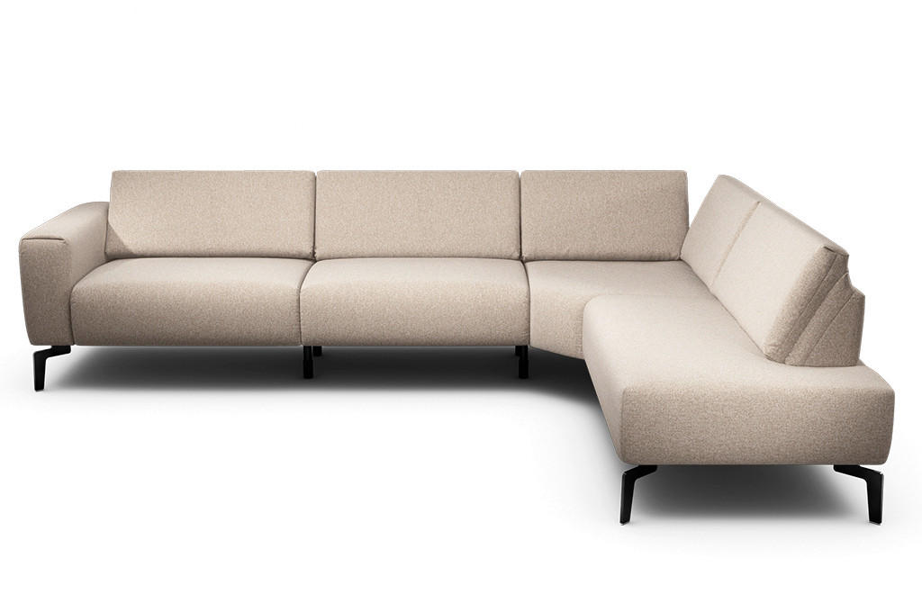 ECKSOFA in Chenille Sandfarben  296/213 cm  - Sandfarben/Schwarz, Design, Textil/Metall (296/213cm) - SENSOO