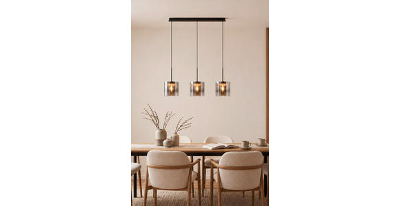 LED-HÄNGELEUCHTE Baia 100/20/180 cm   - Schwarz, Design, Glas/Metall (100/20/180cm) - Dieter Knoll