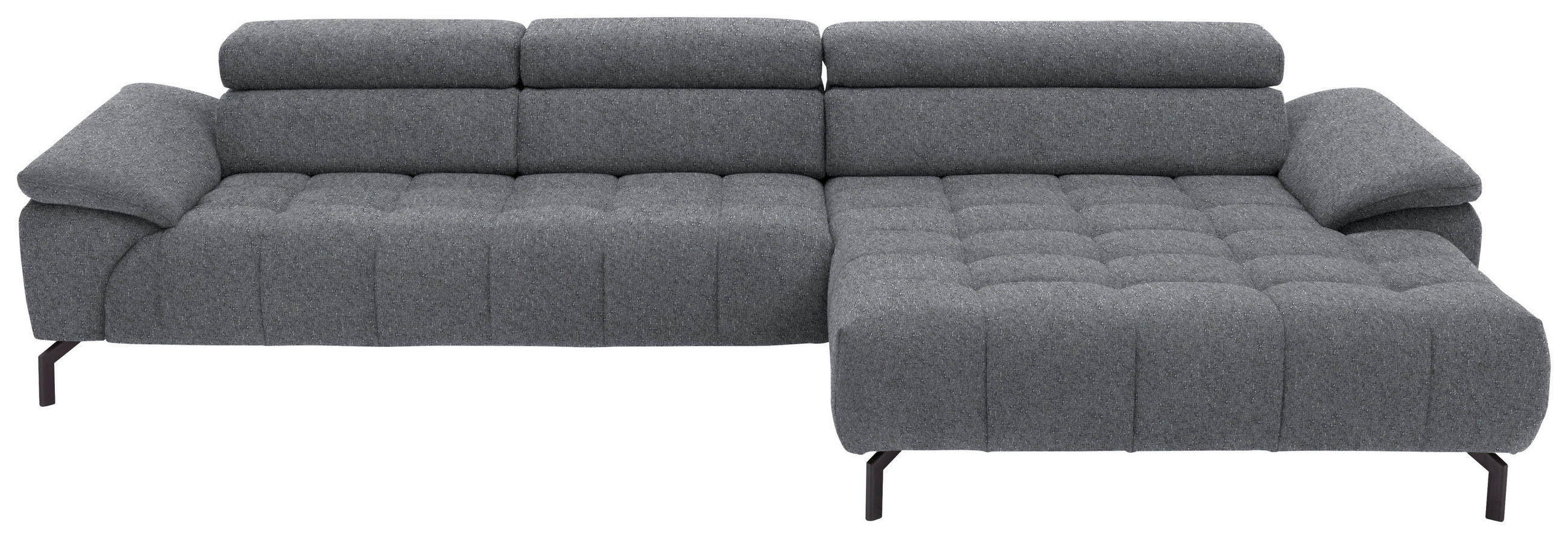 ECKSOFA in Chenille Grau  329/190 cm  - Schwarz/Grau, Design, Textil/Metall (329/190cm) - Beldomo Style