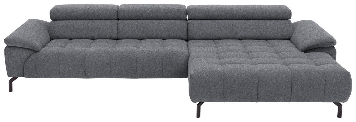 ECKSOFA in Chenille Grau  329/190 cm  - Schwarz/Grau, Design, Textil/Metall (329/190cm) - Beldomo Style