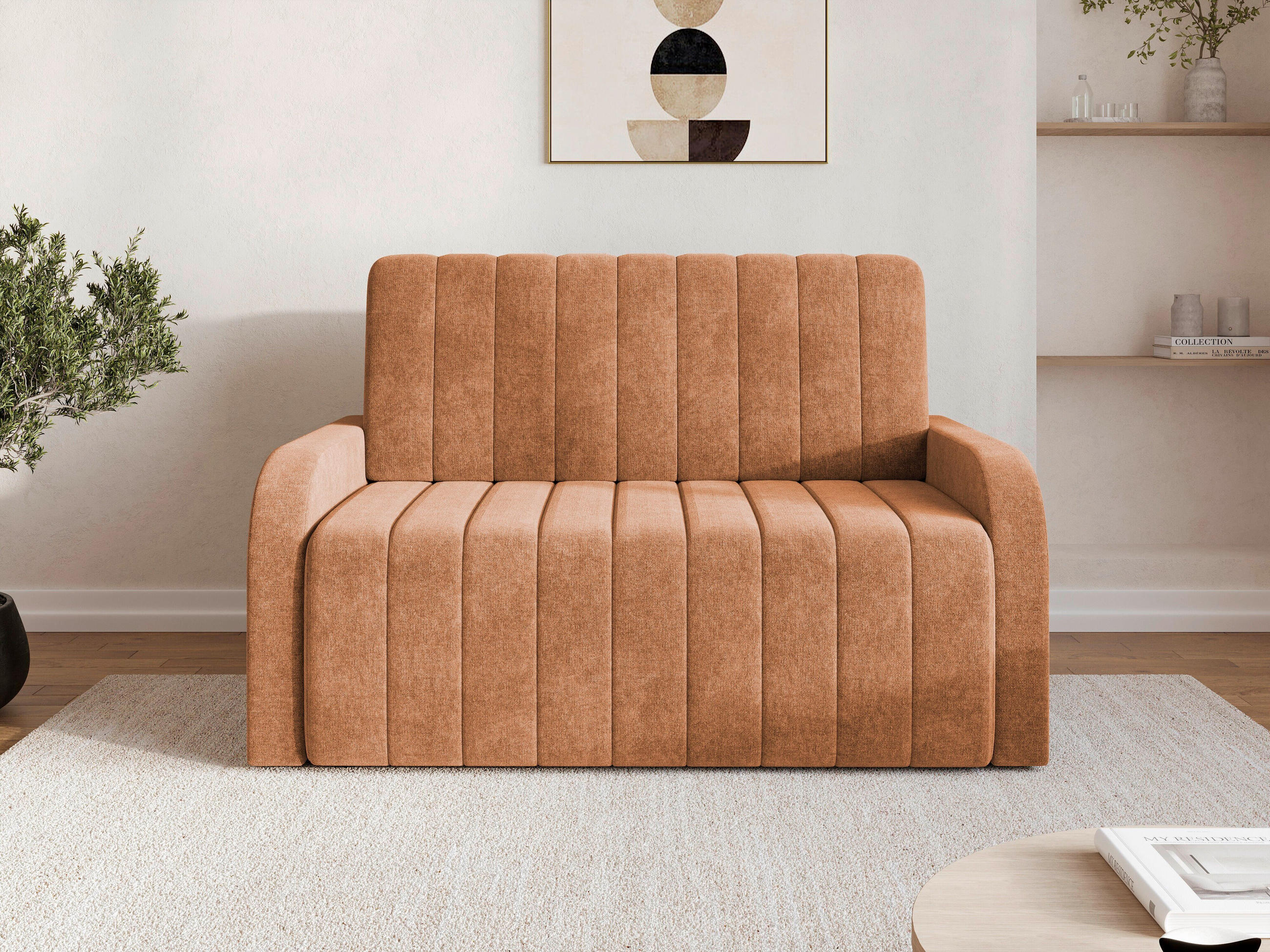 SCHLAFSOFA ALASKA 120 in Rostfarben  - Rostfarben/Schwarz, Design, Kunststoff/Textil (141/90/104cm) - MID.YOU
