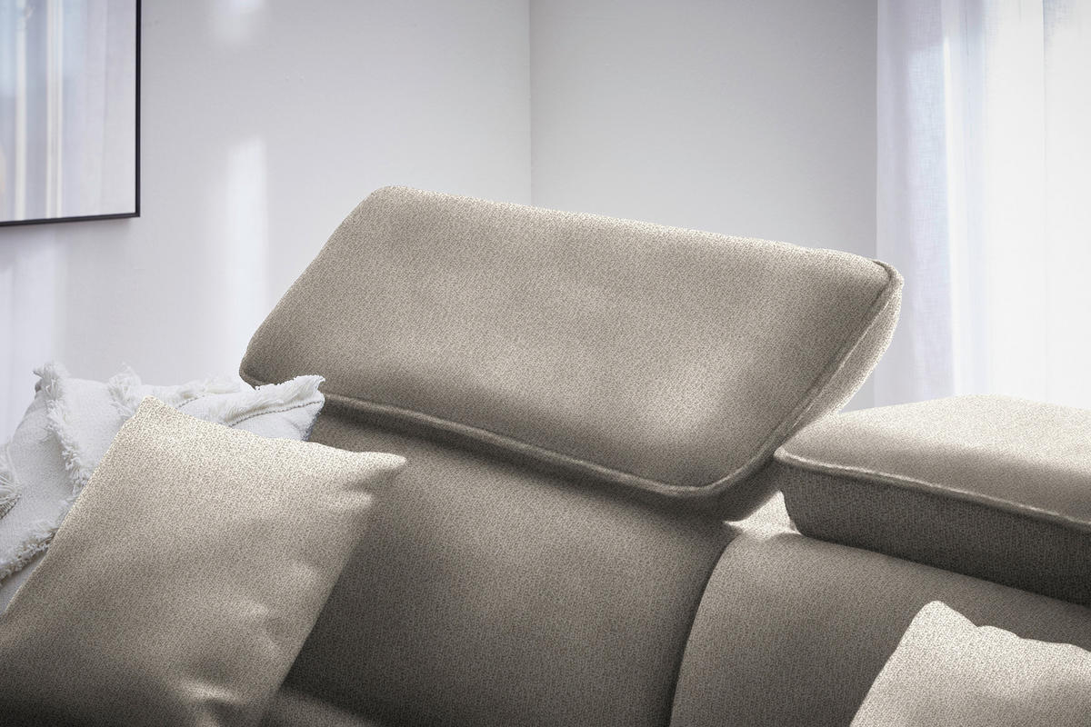 ECKSOFA in Flachgewebe Beige  - Beige/Schwarz, Design, Holz/Textil (185/232cm) - Stylife