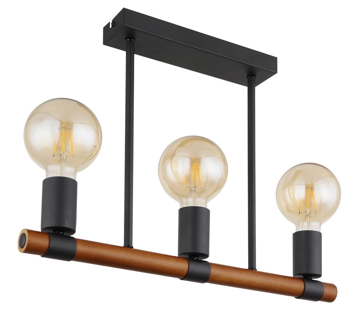 DECKENLEUCHTE 49/6/35 cm   - Schwarz/Braun, Basics, Holz/Metall (49/6/35cm) - Globo