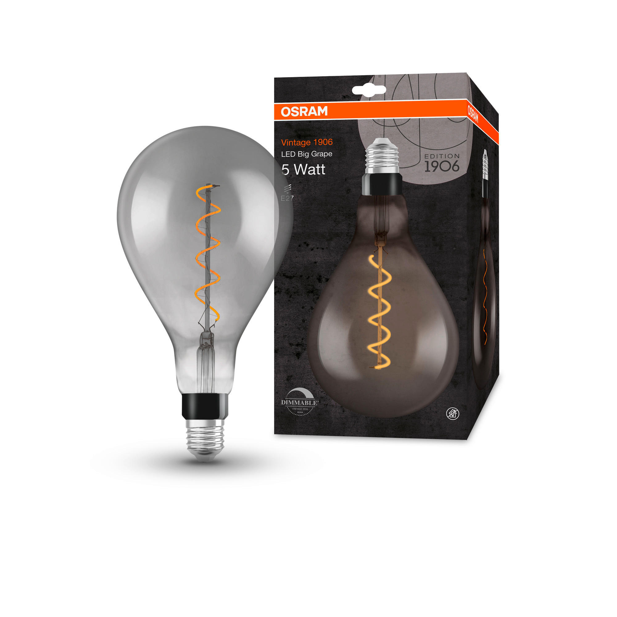 LED-LEUCHTMITTEL   E27 4 W 150 lm  - Grau, Basics, Glas (16/28,7cm) - Osram
