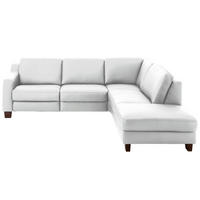 ECKSOFA in Echtleder Weiss  - Weiss/Eichefarben, Design, Leder/Holz (259/235cm) - Valdera