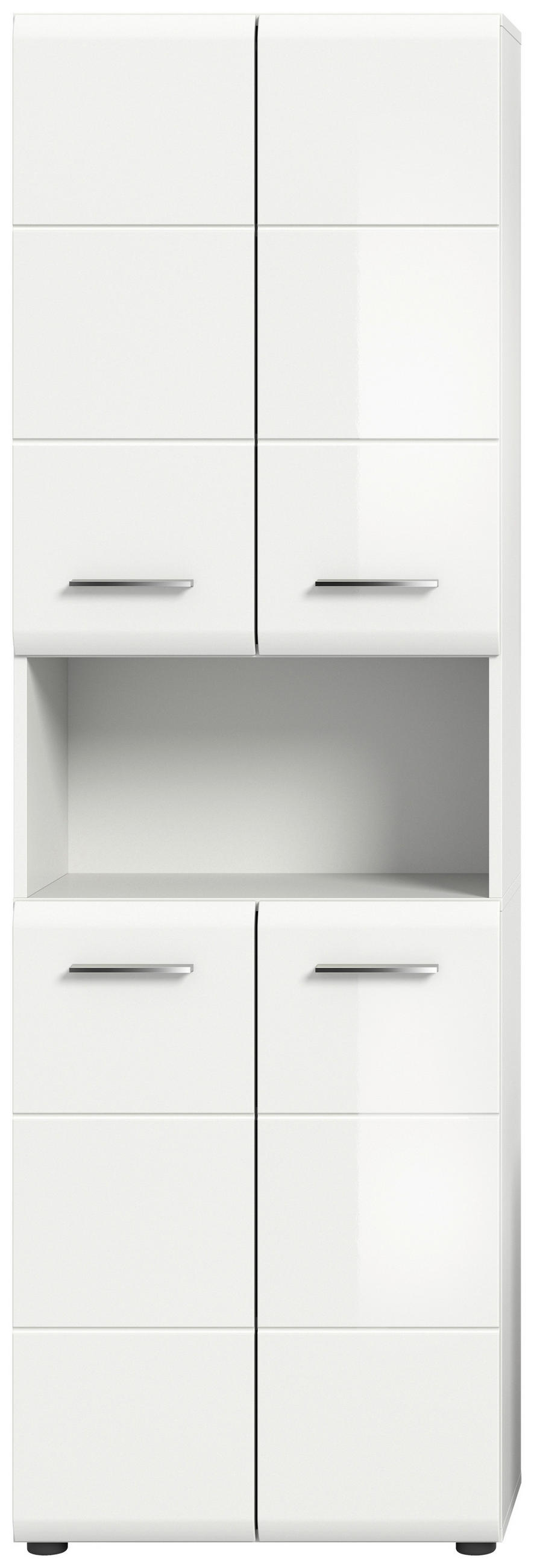HOCHSCHRANK 60/185/30 cm  - Chromfarben/Weiß Hochglanz, MODERN, Holzwerkstoff/Kunststoff (60/185/30cm) - MID.YOU