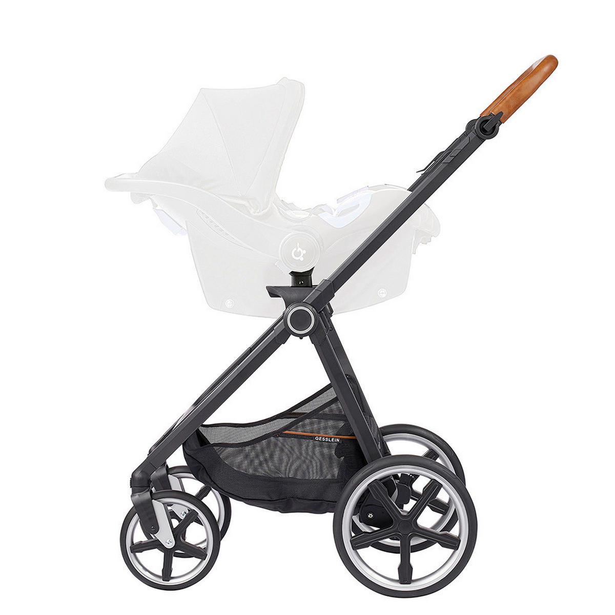 KINDERWAGENSET  Fusion Panorama Lyx Set inkl. Wickeltasche  Schwarz  - Schwarz, Basics, Metall (57/129/100cm) - Gesslein