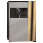 HIGHBOARD Wildeiche, Greige, Schwarz  87/136/45 cm  - Wildeiche/Greige, Design, Glas/Holz (87/136/45cm) - Moderano