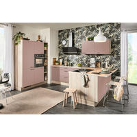 ECKKÜCHE  in Rosa  - Schwarz/Rosa, Design, Holzwerkstoff/Metall (150/280/192cm) - Xora