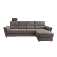 ECKSOFA Graubraun Chenille  - Chromfarben/Graubraun, KONVENTIONELL, Textil/Metall (292/165cm) - Livetastic