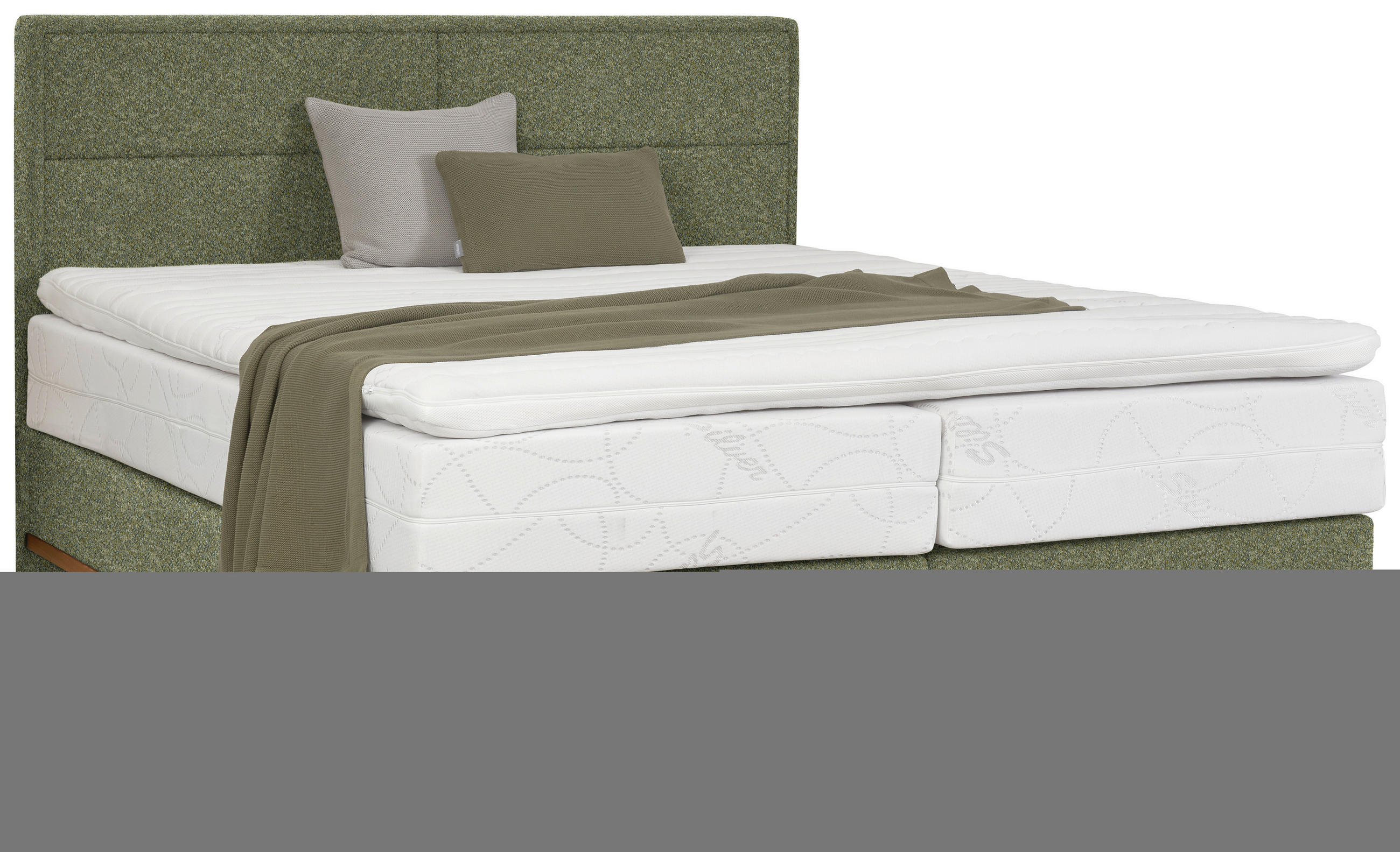 BOXSPRINGBETT 180/200 cm  in Grün, Eichefarben  - Eichefarben/Grün, Natur, Holz/Textil (180/200cm) - Valnatura