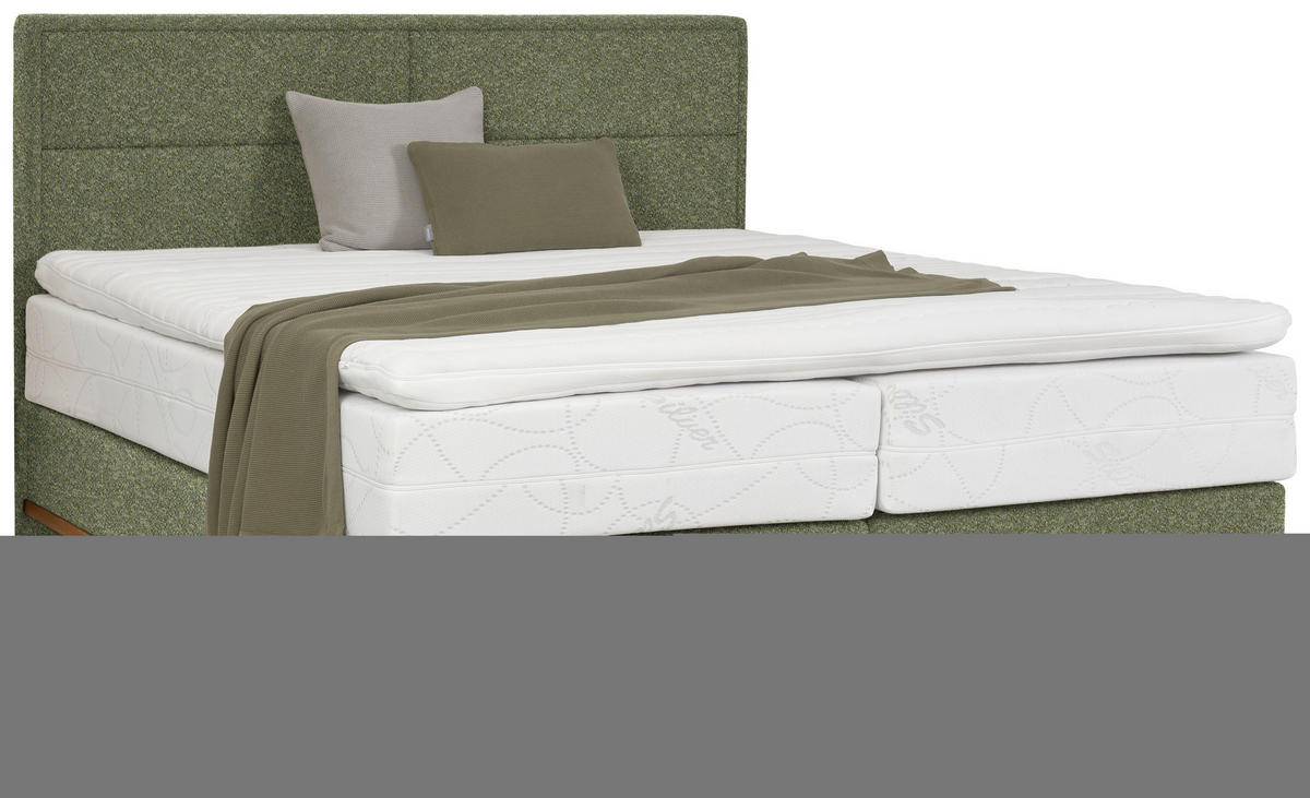 BOXSPRINGBETT 180/200 cm  in Grün, Eichefarben  - Eichefarben/Grün, Natur, Holz/Textil (180/200cm) - Valnatura