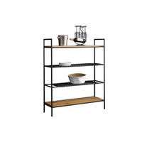 Etajeră, 110/129/34 cm, culoare natur, negru,  - culoare natur/negru, Design, plastic/metal (110/129/34cm) - Livetastic
