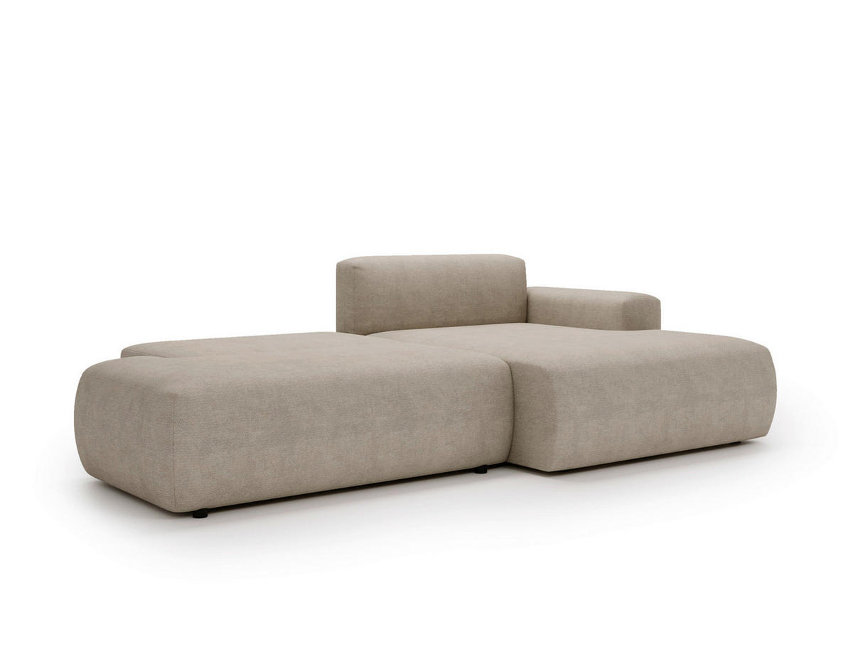 ECKSOFA REVE in Chenille Beige  284/160 cm  - Beige/Schwarz, Design, Kunststoff/Textil (284/160cm) - Livetastic