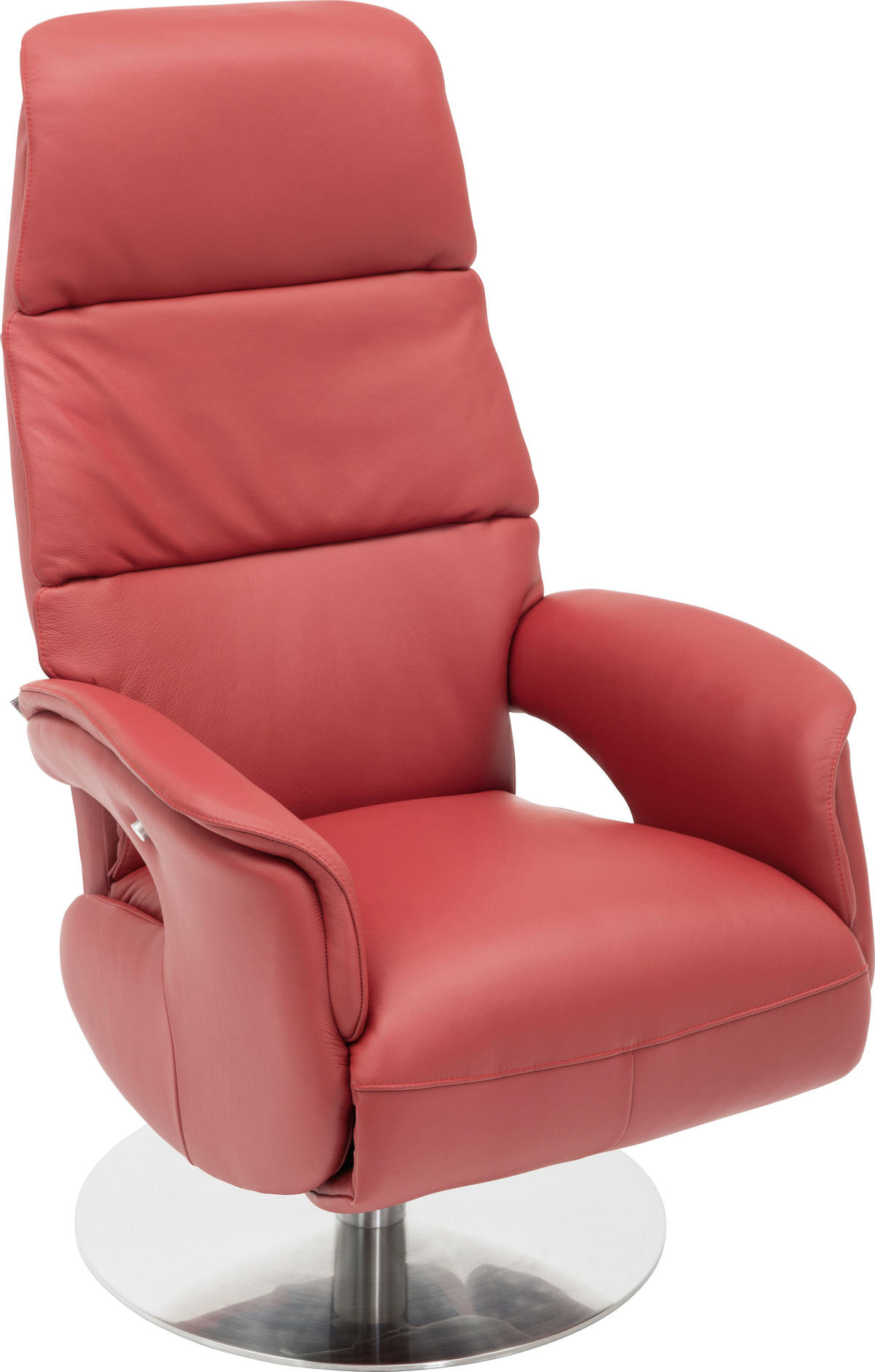 RELAXSESSEL Echtleder Relaxfunktion    - Rot, Design, Leder/Metall (71/112/80cm) - Welnova