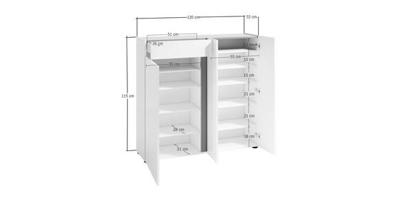 SCHUHSCHRANK 120/115/34 cm  - Anthrazit/Schwarz, Design, Holzwerkstoff/Kunststoff (120/115/34cm) - Xora