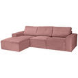ECKSOFA Rosa Chenille  - Schwarz/Rosa, KONVENTIONELL, Kunststoff/Textil (168/272cm) - Carryhome