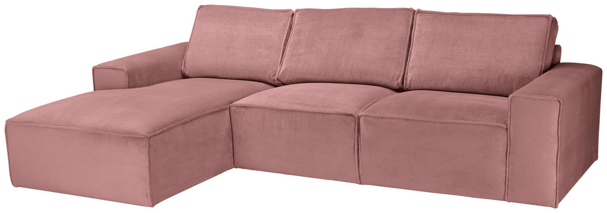 ECKSOFA Rosa Chenille  - Schwarz/Rosa, KONVENTIONELL, Kunststoff/Textil (168/272cm) - Carryhome
