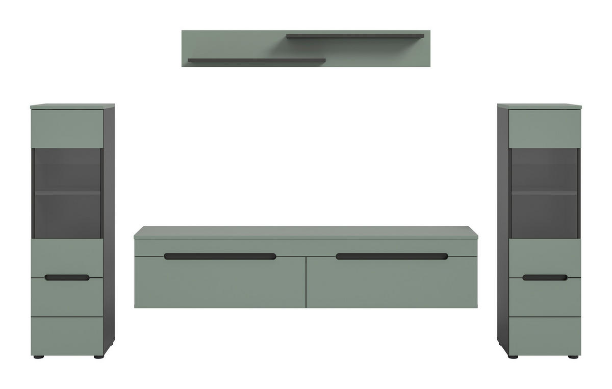 OBÝVACÍ STĚNA  - černá, Design, kompozitní dřevo/plast (272/141/33cm) - Livetastic