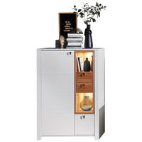 Comodă 92/138/41 cm  - culoare nichel/culoare lemn fag, Modern, metal/lemn (92/138/41cm) - Cantus