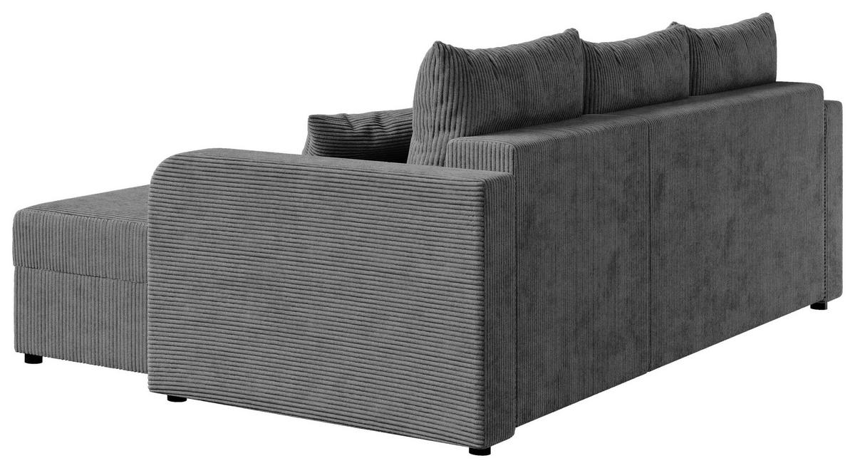 ECKSOFA Dunkelgrau Cord  - Dunkelgrau/Schwarz, KONVENTIONELL, Kunststoff/Textil (140/240cm) - Carryhome