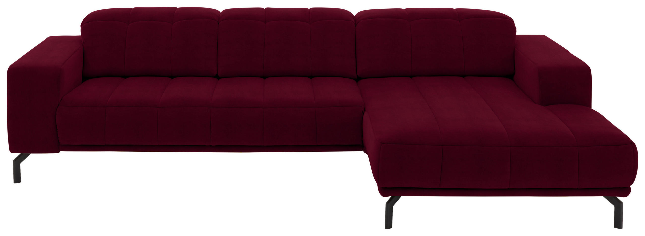 ECKSOFA Beere Velours  - Beere/Schwarz, Design, Textil/Metall (293/195cm) - Beldomo Style