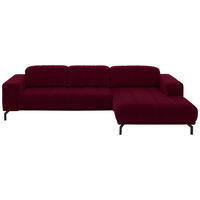 ECKSOFA in Velours Beere  - Beere/Schwarz, Design, Textil/Metall (293/195cm) - Beldomo Style