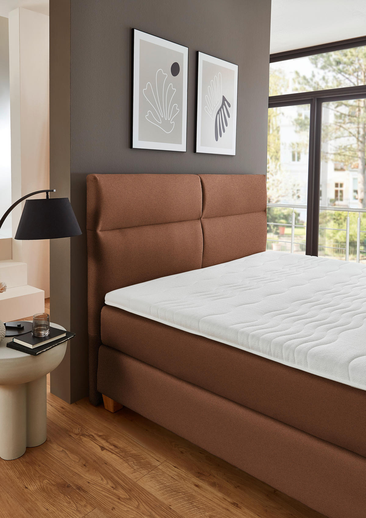 BOXSPRINGBETT 180/200 cm  in Rostfarben  - Rostfarben/Naturfarben, MODERN, Holz/Textil (180/200cm) - Beldomo - Sleep