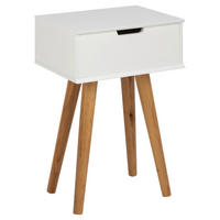 NOČNA OMARICA, bela, barve hrasta  - barve hrasta/bela, Design, leseni material/les (40/61,5/30cm) - MID.YOU