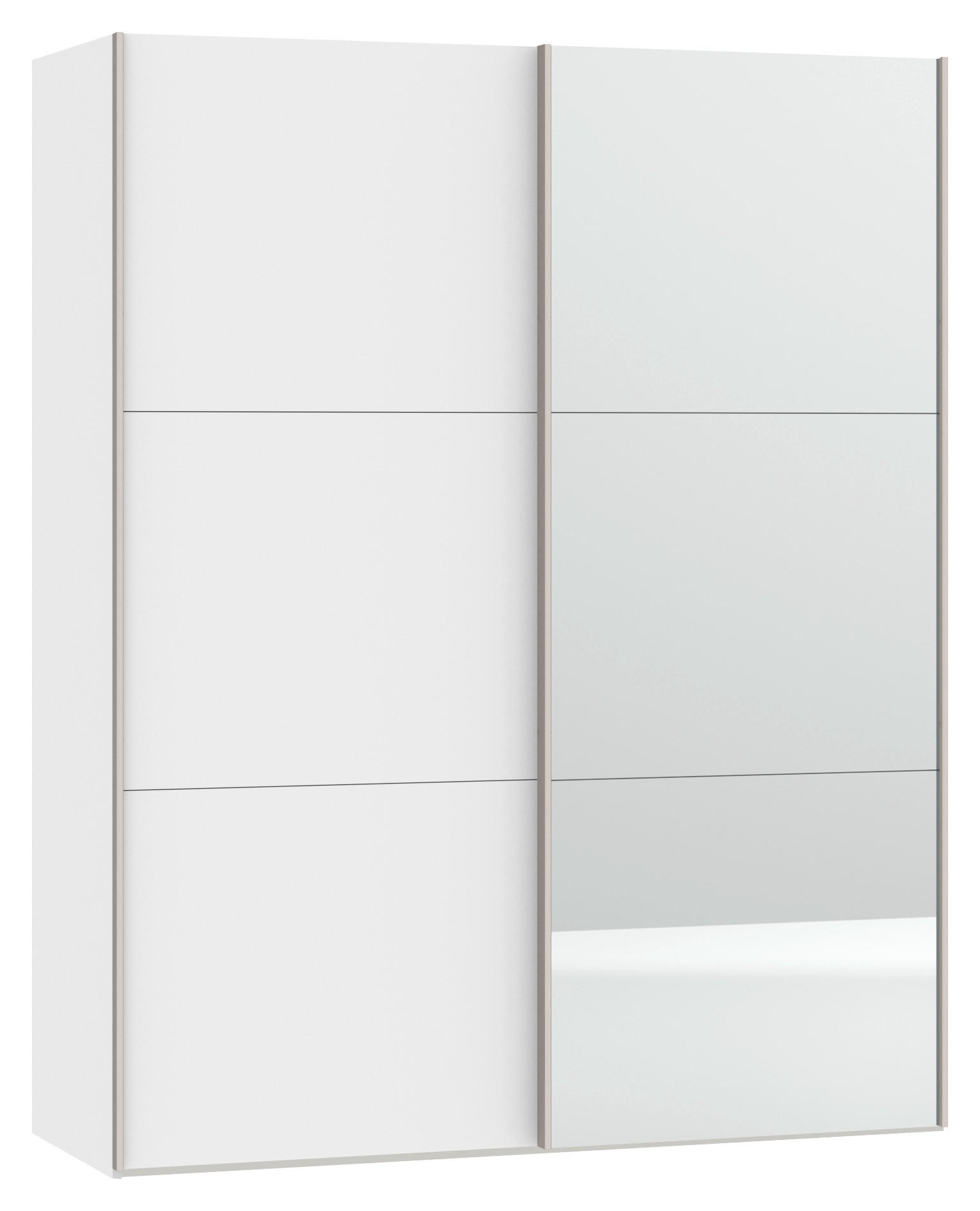 SCHWEBETÜRENSCHRANK 152/195/65 cm 2-türig Weiß  - Edelstahlfarben/Weiß, Design, Glas/Holzwerkstoff (152/195/65cm) - Boxxx