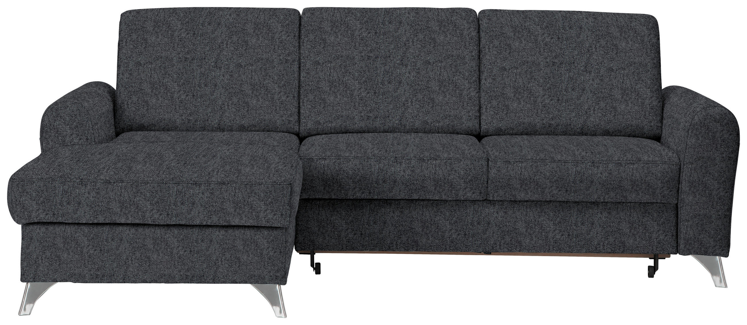 ECKSOFA Dunkelgrau Flachgewebe  - Dunkelgrau/Silberfarben, Design, Textil/Metall (167/244cm) - Cantus
