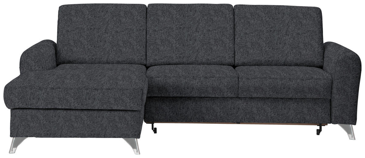ECKSOFA Dunkelgrau Flachgewebe  - Dunkelgrau/Silberfarben, Design, Textil/Metall (167/244cm) - Cantus