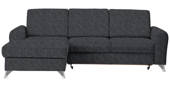 ECKSOFA Dunkelgrau Flachgewebe  - Dunkelgrau/Silberfarben, Design, Textil/Metall (167/244cm) - Cantus