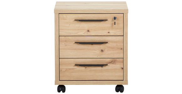 ROLLCONTAINER Eiche Artisan - Anthrazit/Eiche Artisan, Design, Holzwerkstoff/Kunststoff (52/61/44cm) - Carryhome