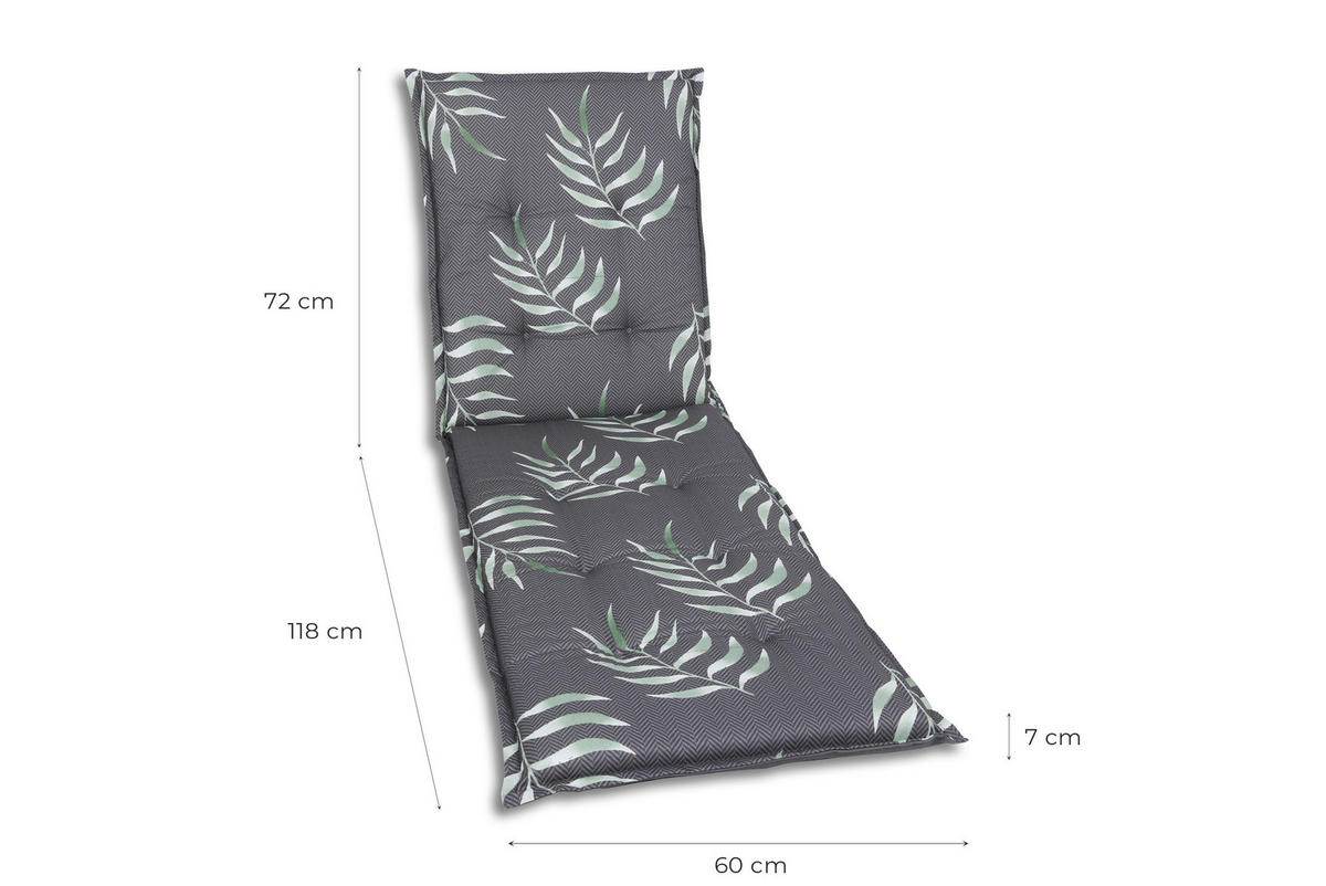 LIEGENAUFLAGE in Anthrazit Blätter  - Anthrazit, Design, Textil (60/7/190cm)