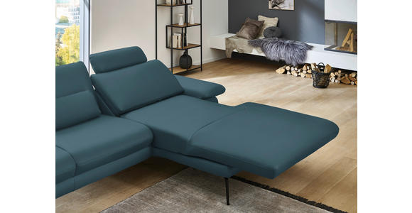 ECKSOFA in Echtleder Blau 310/180 cm - Blau/Schwarz, Design, Leder/Metall (310/180cm) - Dieter Knoll