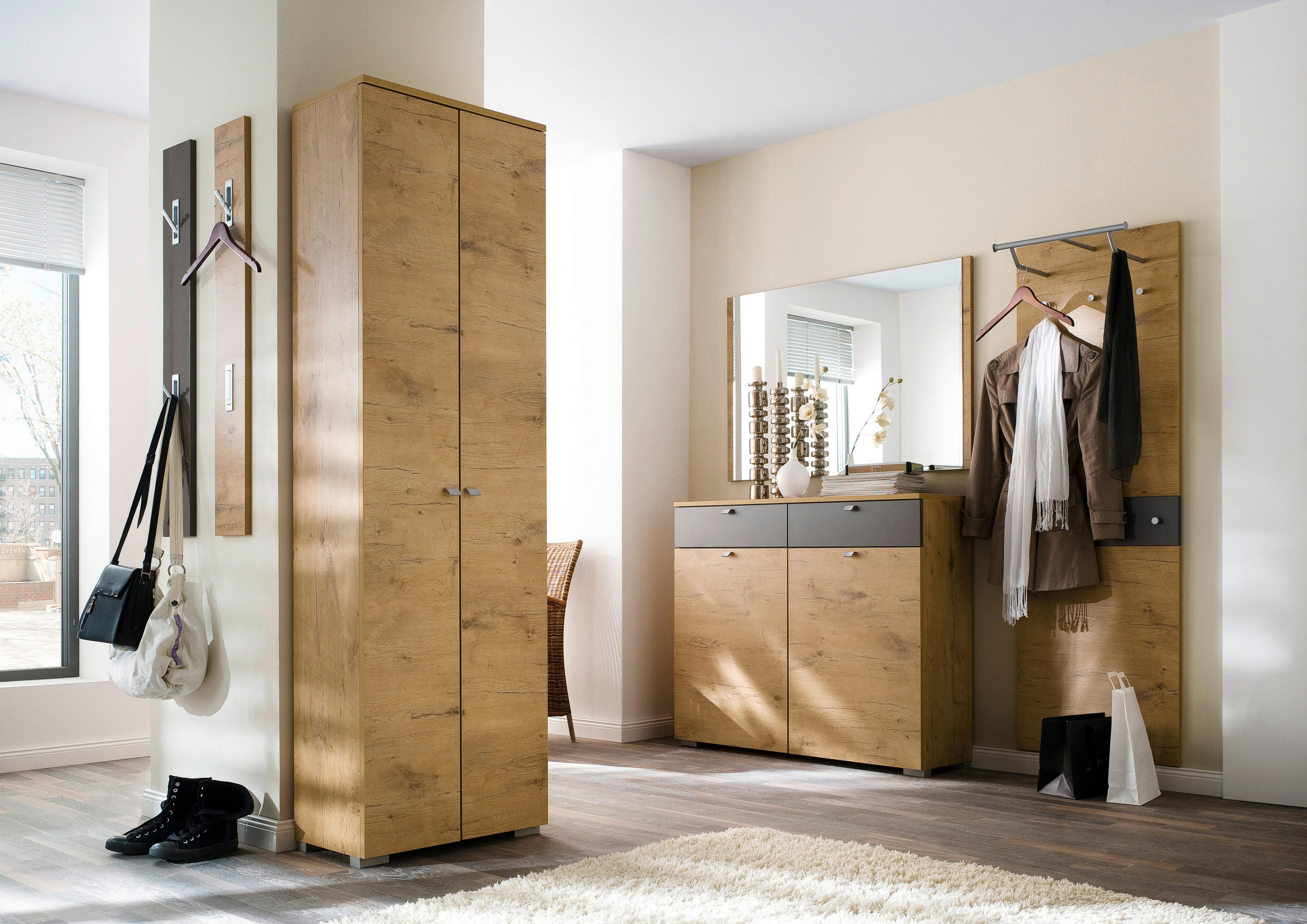 MEHRZWECKSCHRANK 98/100/34 cm  in Braun, Eichefarben  - Eichefarben/Silberfarben, Design, Holzwerkstoff/Kunststoff (98/100/34cm) - Moderano