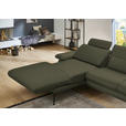 ECKSOFA in Echtleder Grün  180/310 cm  - Schwarz/Grün, Design, Leder/Metall (180/310cm) - Dieter Knoll